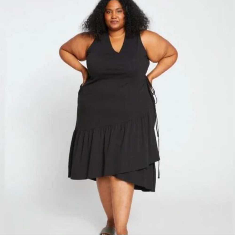 Universal standard twirl black wrap cotton sleeveless dress S 14/16